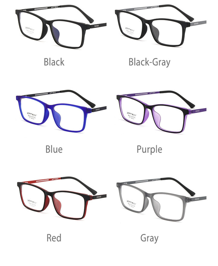 Hotony Unisex Full Rim Square TR 90 Resin B Titanium Frame Eyeglasses 9824 Full Rim Hotony   
