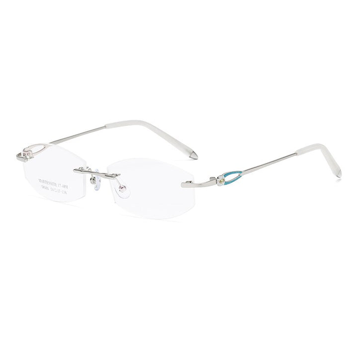 Zirosat 58060 Women's Rimless Eyeglasses Alloy Diamond Cut Tinted Lenses Frame Zirosat green  
