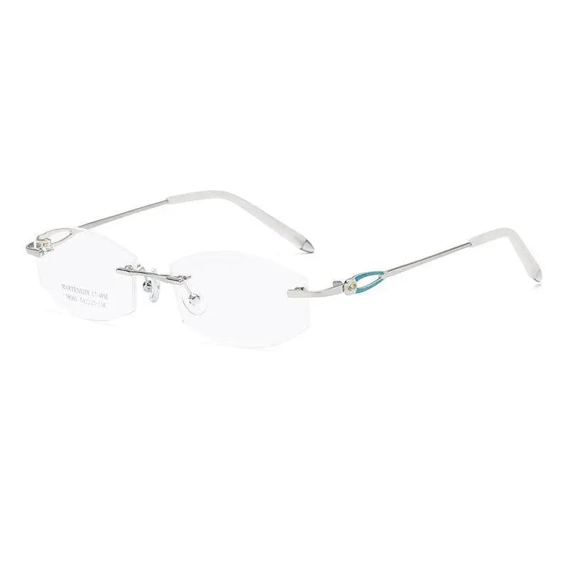 Zirosat 58060 Women's Rimless Eyeglasses Alloy Diamond Cut Tinted Lenses - green