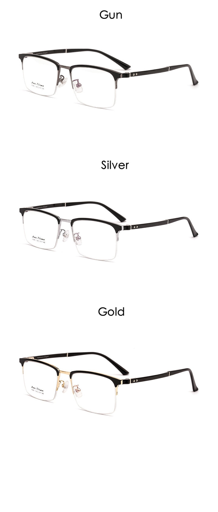 KatKani Men's Semi Rim Titanium Alloy Frame Eyelasses P9811 Semi Rim KatKani Eyeglasses   