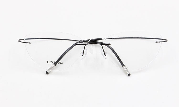 Women's Rimless Eyeglasses Titanium Frame 20003 Rimless Bclear black  