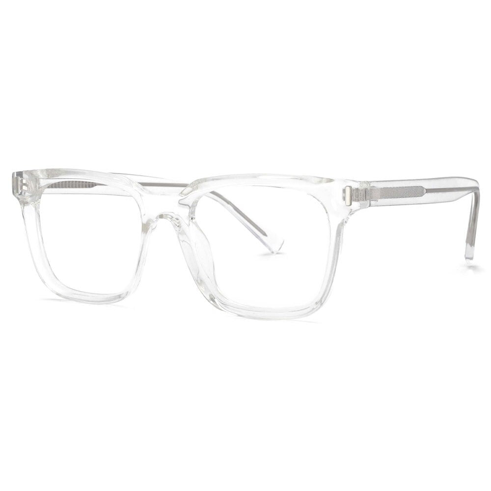 CCSpace Unisex Full Rim Square Tr 90 Titanium Frame Eyeglasses 53829 Full Rim CCspace Clear  