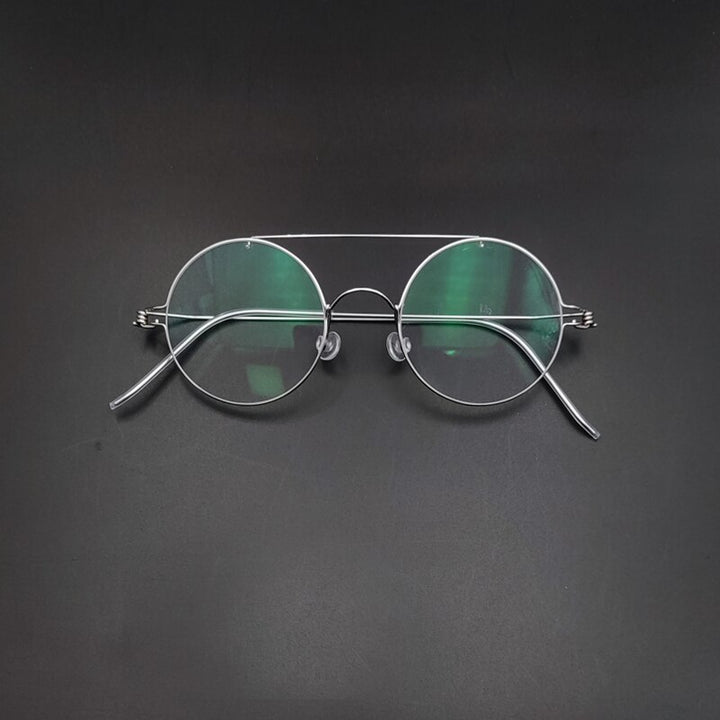 Unisex Handcrafted Steel Round Double Bridge Frame Eyeglasses Customizable Lenses Frame Yujo C1 China 