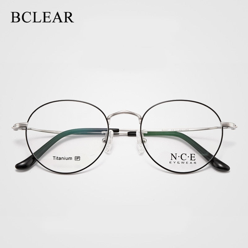 Unisex Full Rim Round Titanium Frame Eyeglasses Sc8297 Full Rim Bclear   