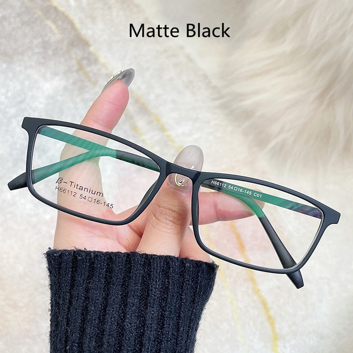 KatKani Unisex Full Rim Square TR 90 Resin β Titanium Frame Eyeglasses H66112 Full Rim KatKani Eyeglasses   