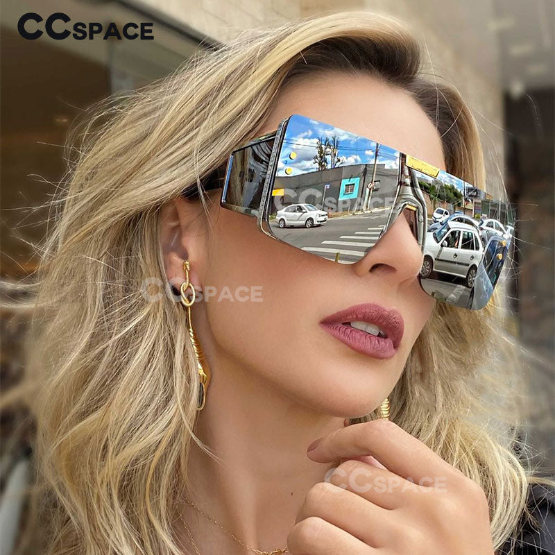 CCSpace Unisex Full Rim Oversized Square One Lens Alloy Frame Sunglasses 46588 Sunglasses CCspace Sunglasses   