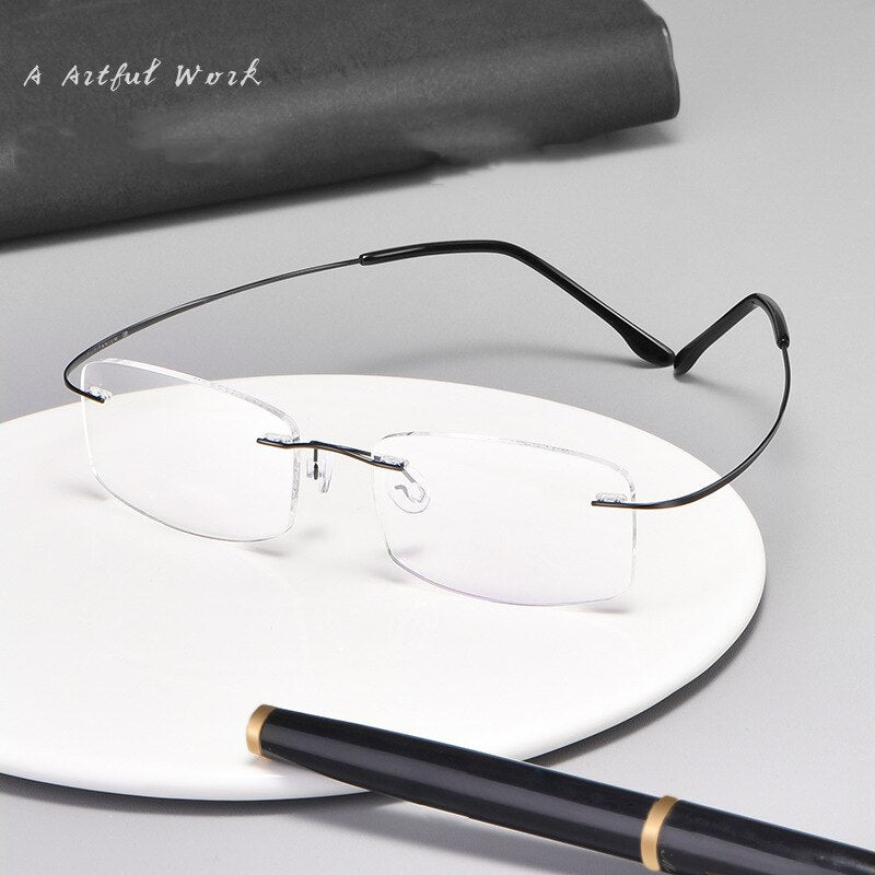 Yimaruili Unisex Rimless TR 90 Resin β Titanium Frame Eyeglasses Rimless Yimaruili Eyeglasses   