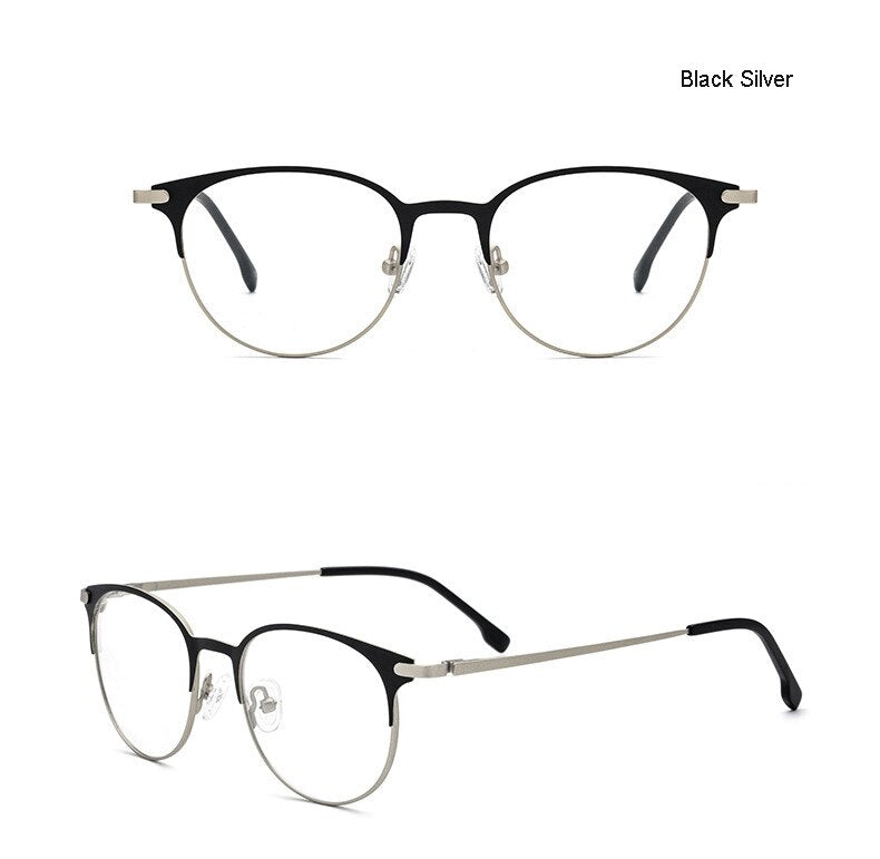 Aissuarvey Round Alloy Full Rim Frame Unisex Screwless Eyeglasses Full Rim Aissuarvey Eyeglasses Black silver CN 