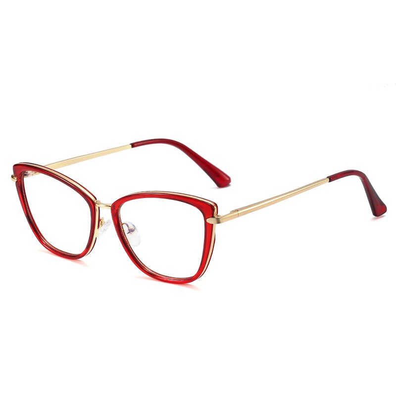 CCSpace Unisex Full Rim Cat Eye Tr 90 Titanium Frame Eyeglasses 48321 Full Rim CCspace 48321C5Red  