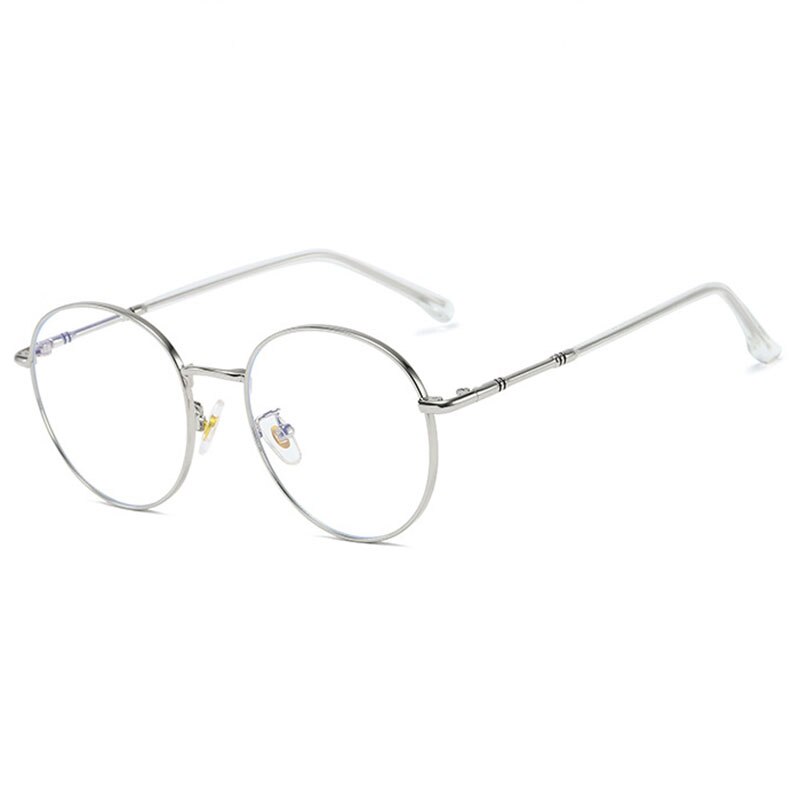 Hotony Unisex Full Rim Round Alloy Eyeglasses 61099 Full Rim Hotony Silver  