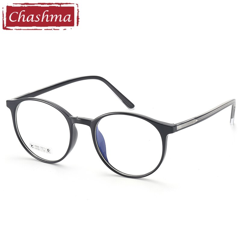 Unisex Round TR-90 Full Rim Frame Eyeglasses 8243 Full Rim Chashma Bright Black  