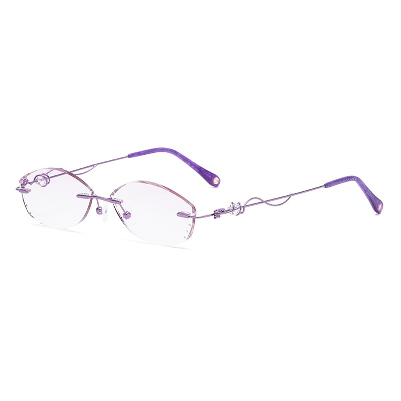 Women's Eyeglasses 88001 Alloy Rimless Diamond Cutting Rimless Zirosat purple  