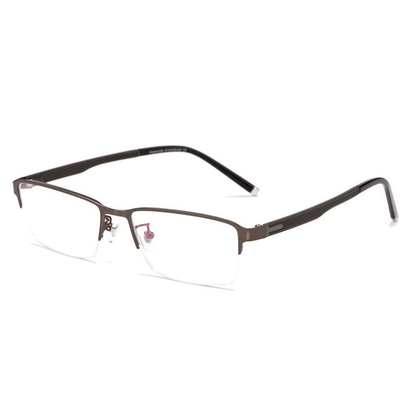 Hotochki Men's Semi Rim Rectangular Alloy Frame Eyeglasses 3095 Semi Rim Hotochki Coffee  
