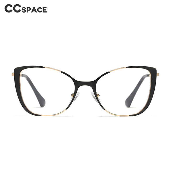 CCSpace Unisex Semi Rim Cat Eye Alloy Frame Eyeglasses 45955 Semi Rim CCspace   