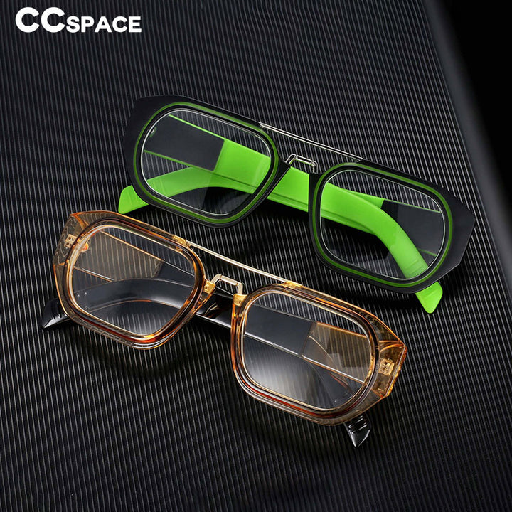 CCSpace Unisex Full Rim Square Resin Double Bridge Punk Frame Eyeglasses 53095 Full Rim CCspace   