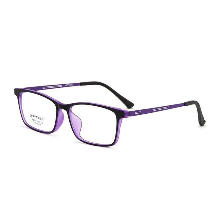 Hotony Unisex Full Rim Square TR 90 Resin B Titanium Frame Eyeglasses 9824 Full Rim Hotony   