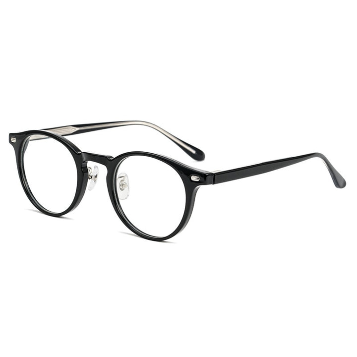 Yimaruili Unisex Full Rim Round Acetate Plated Frame Eyeglasses KBT98C21 Full Rim Yimaruili Eyeglasses   