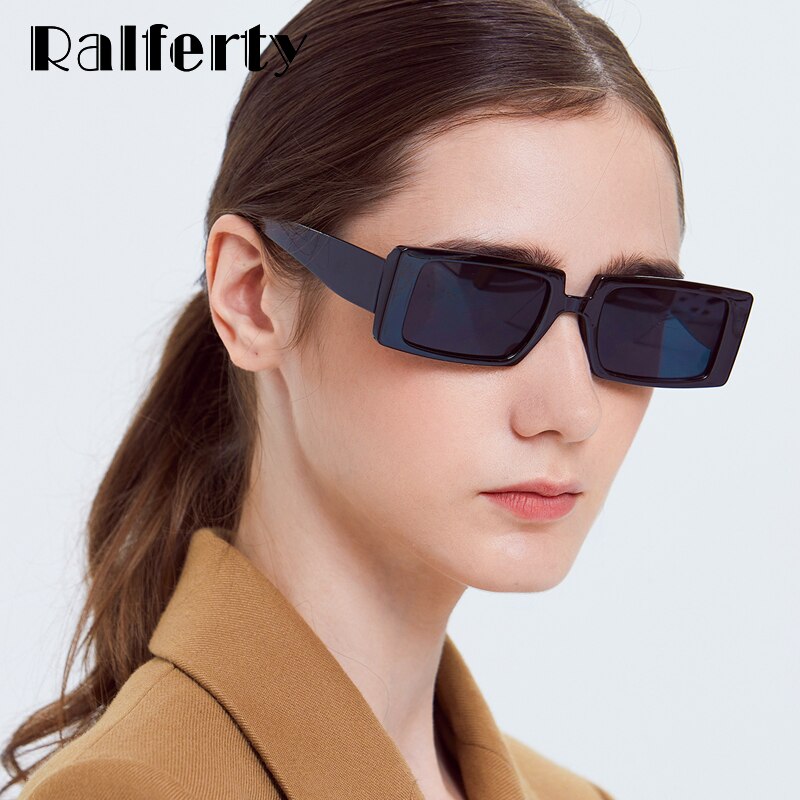 Ralferty Women's Sunglasses Small Rectangular W95060-1 Sunglasses Ralferty   