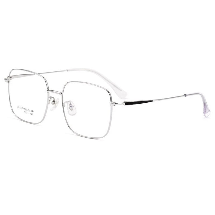 Aissuarvey Oversize Square Full Rim Titanium Frame Unisex Eyeglasses Z17004 Full Rim Aissuarvey Eyeglasses Silver  