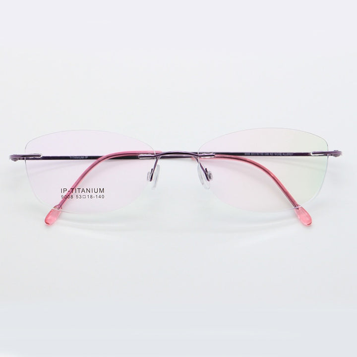 Women's Rimless Titanium Frame Eyeglasses Customizable Lenses 9008 Rimless Bclear   