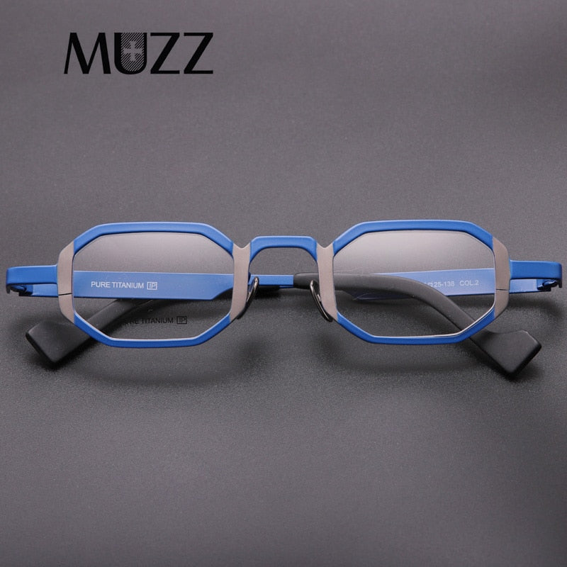 Muzz Men's Full Rim Hexagon Oval Titanium Frame Eyeglasses T7024 Full Rim Muzz   