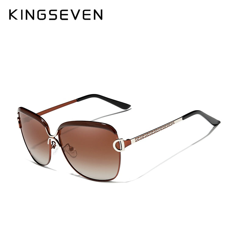 Kingseven Women's Sunglasses Luxury Gradient Polarized Lens Round N-7018 Sunglasses KingSeven Gradient Brown Kingseven Original 