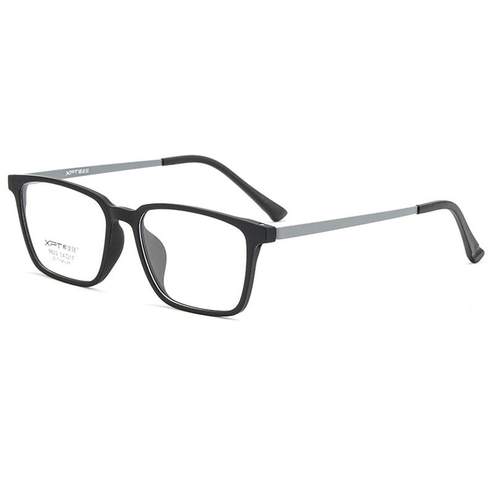 Yimaruili Men's Full Rim Square β Titanium TR 90 Resin Frame Eyeglasses 9822 Full Rim Yimaruili Eyeglasses Black Gray  