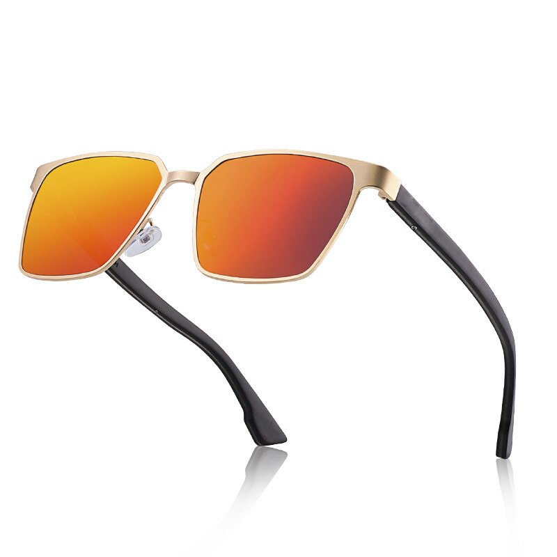 Yimaruili Men's Full Rim Square Wood/Stainless Steel Frame Polarized Lens Sunglasses 8037 Sunglasses Yimaruili Sunglasses   