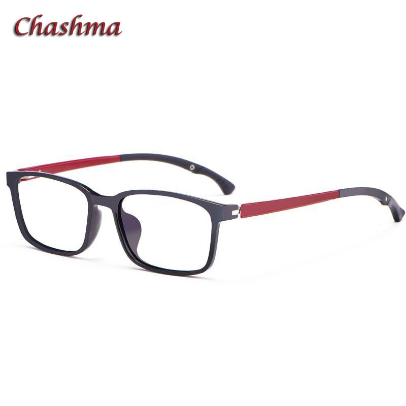 Chashma Ochki Unisex Full Rim Square Tr 90 Titanium Eyeglasses 5106 Full Rim Chashma Ochki Black Red  