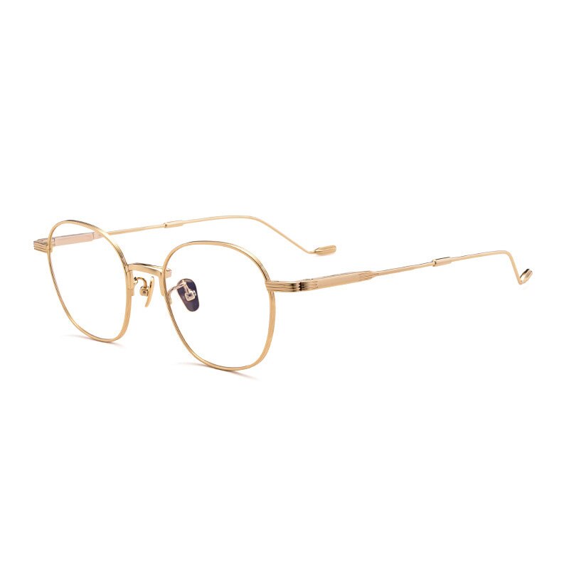 Aissuarvey Unisex Full Rim IP Titanium Frame Eyeglasses Full Rim Aissuarvey Eyeglasses Gold  