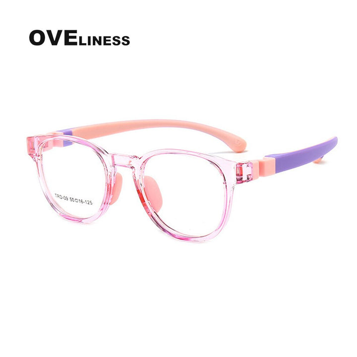Oveliness Unisex Children's Full Rim Round Tr 90 Titanium Eyeglasses Olp09 Full Rim Oveliness pink  