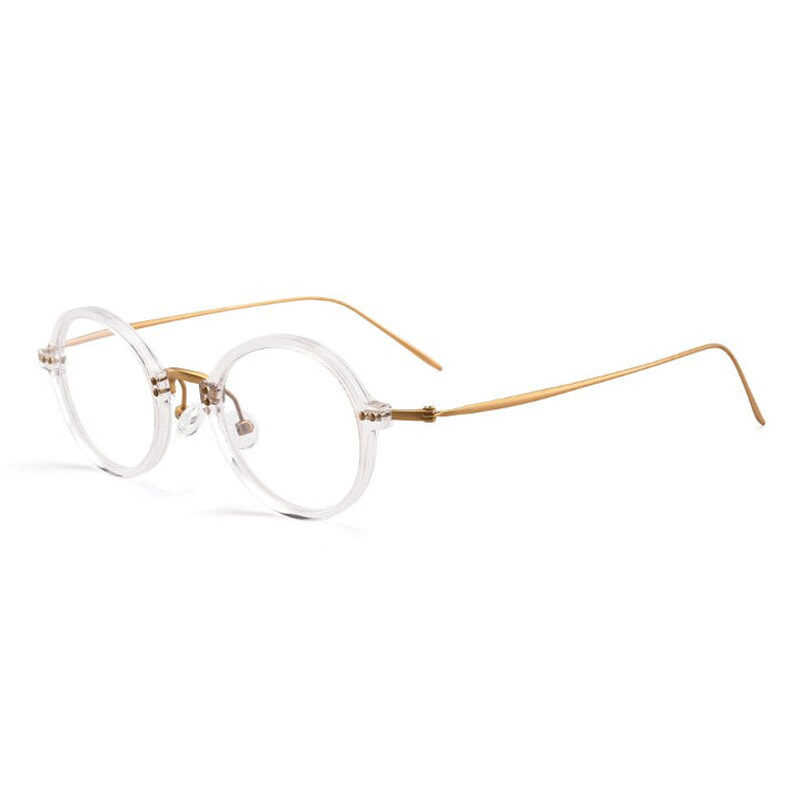 Gatenac Unisex Full Rim Round Titanium Acetate Frame Eyeglasses Gxyj183 Full Rim Gatenac   