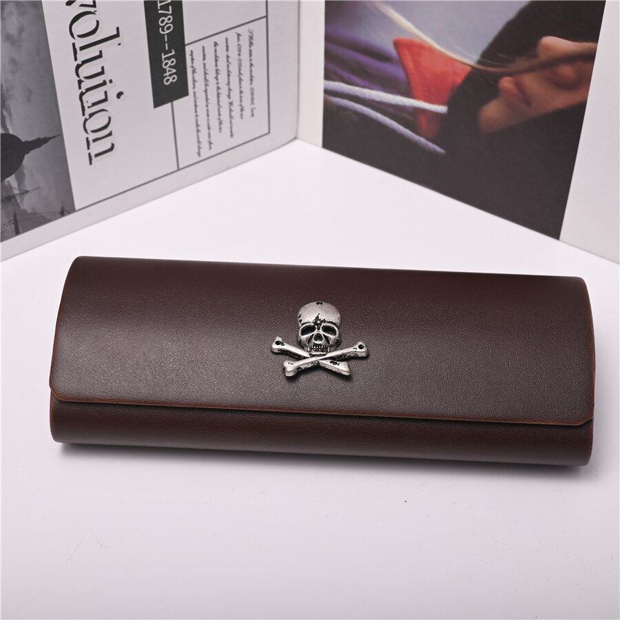 Unisex Eyeglass Storage Case With Magnetic Closure Case Cubojue Case brown pirate  