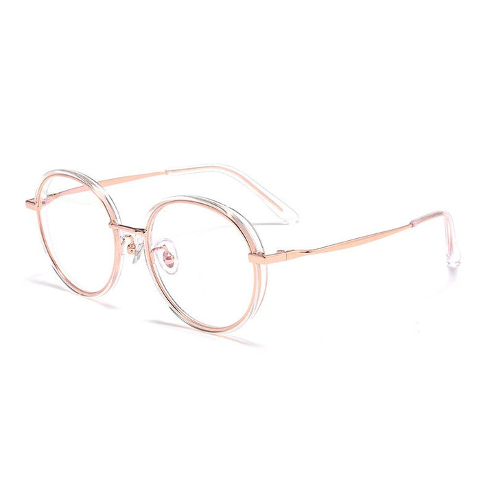 KatKani Women's Full Rim Round TR 90 Resin Plated Titanium Frame Eyeglasses 2210yj Full Rim KatKani Eyeglasses Rose Gold  