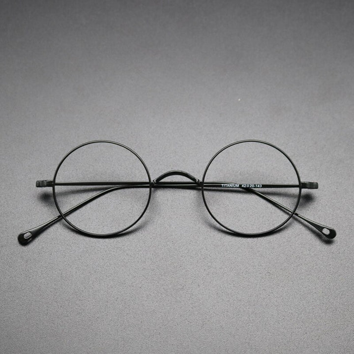Gatenac Unisex Full Rim Round Titanium Frame Eyeglasses Gxyj573 Full Rim Gatenac Black  