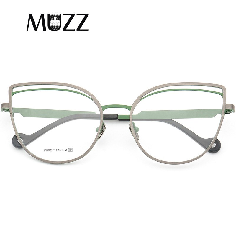 Muzz Women's Full Rim Square Cat Eye Titanium Frame Eyeglasses T7037 Full Rim Muzz C4  