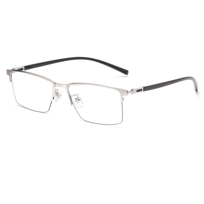 Yimaruili Men's Full Rim Titanium Alloy Frame Eyeglasses  P9832 Full Rim Yimaruili Eyeglasses Silver  