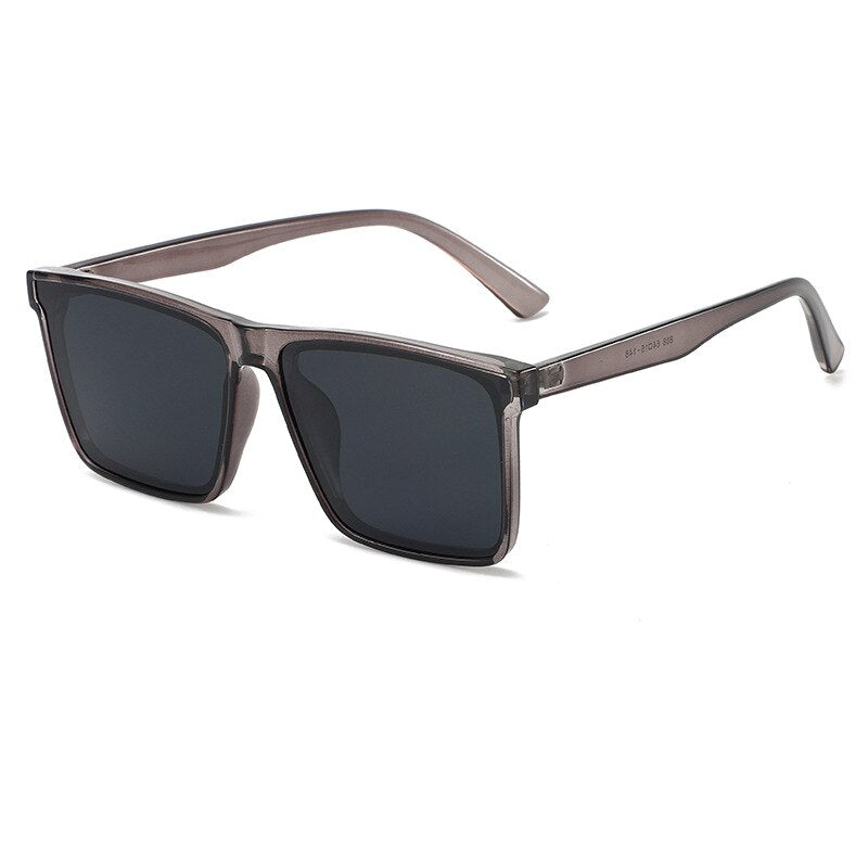 KatKani Men's Full Rim TR 90 Resin Square Frame Polarized Sunglasses K808 Sunglasses KatKani Sunglasses Transparent Gray Other 