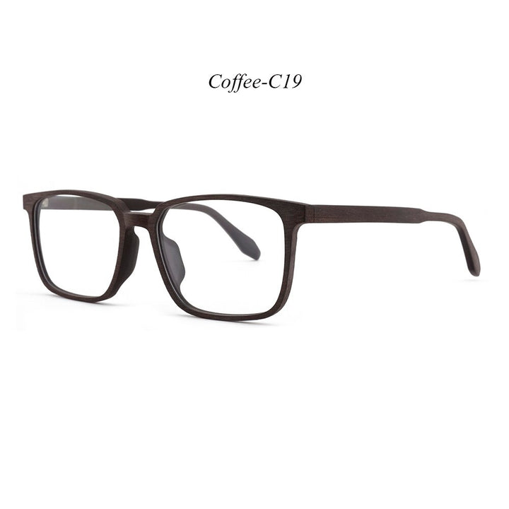 Hdcrafter Men's Full Rim Oversized Square Wood Frame Eyeglasses 1693 Full Rim Hdcrafter Eyeglasses C19  