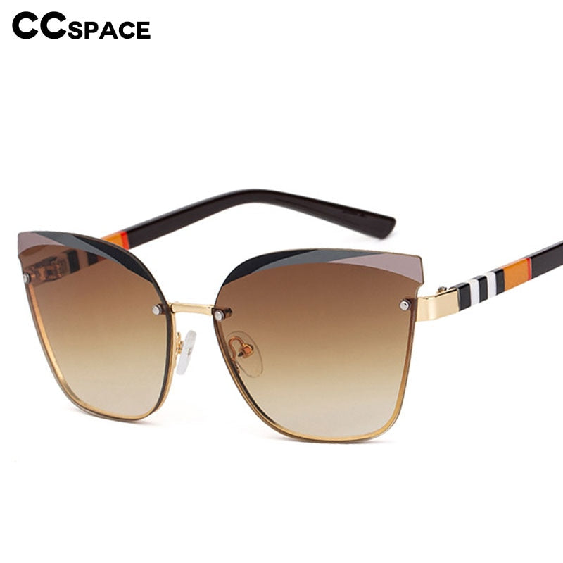 CCSpace Women's Rimless Cat Eye Alloy Frame Sunglasses 49123 Sunglasses CCspace Sunglasses   