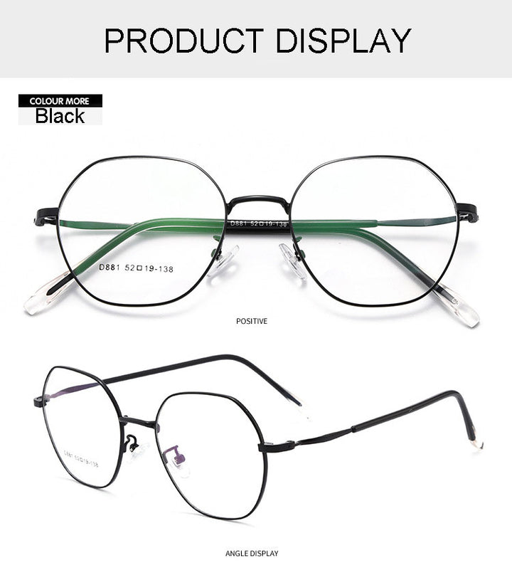Hotony Unisex Full Rim Polygon Alloy Frame Spring Hinge Eyeglasses D881 Full Rim Hotony   
