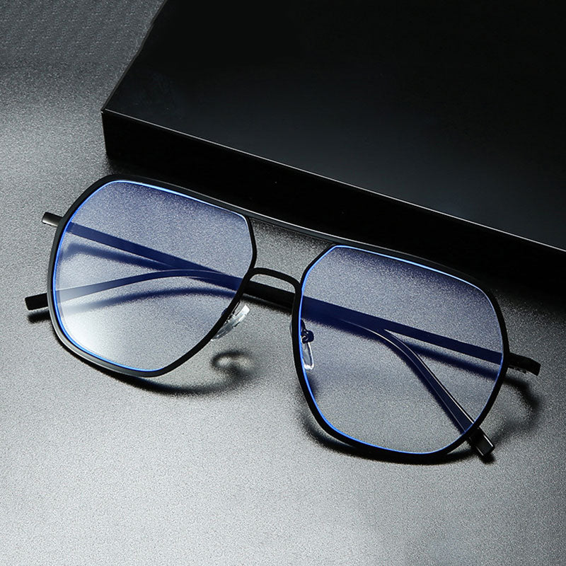 Hotony Unisex Full Rim Double Bridge Polygonal Alloy Frame Eyeglasses 60803 Full Rim Hotony   