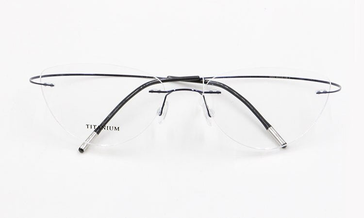 Women's Rimless Eyeglasses Titanium Frame 20003 Rimless Bclear Blue  