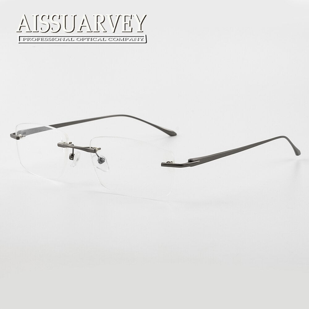 Men's Eyeglasses Alloy Frame Rimless As1580771 Rimless Aissuarvey Eyeglasses gray  