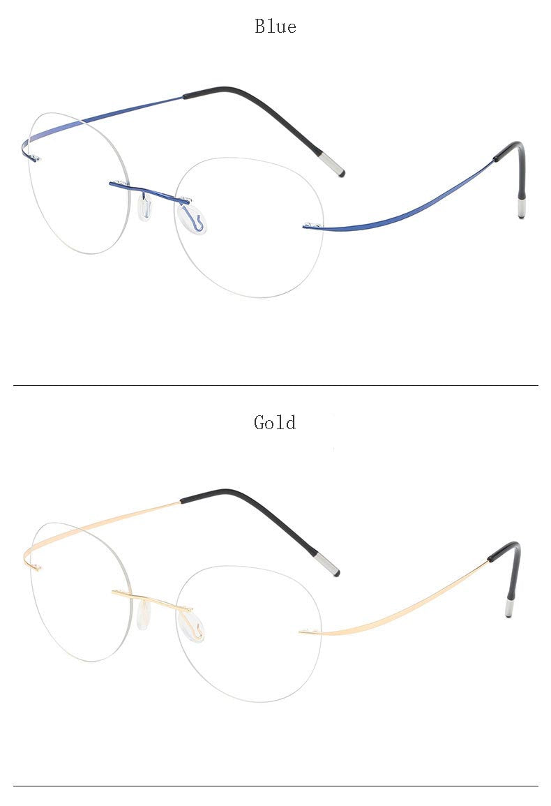 Hdcrafter Unisex Rimless Polygon Round Titanium Frame Eyeglasses 6001-6002 Rimless Hdcrafter Eyeglasses   