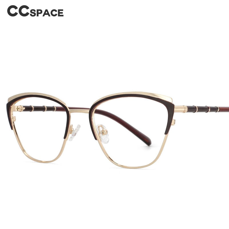 CCspace Women's Full Rim Square Cat Eye Alloy Frame Eyeglasses 53867 Full Rim CCspace   