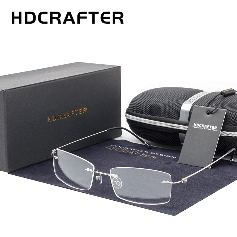 Hdcrafter Women's Rimless Rectangle Titanium Frame Eyeglasses P8361 Rimless Hdcrafter Eyeglasses   