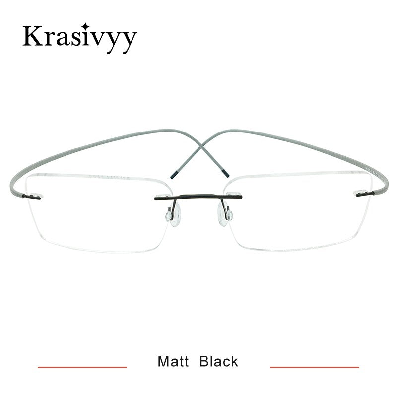 Krasivyy Unisex Rimless Square Titanium Eyeglasses Rimless Krasivyy Matt Black  