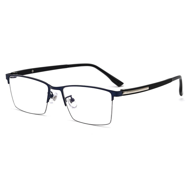 KatKani Men's Semi Rim Titanium Alloy Frame Eyeglasses 8305z Semi Rim KatKani Eyeglasses Blue  