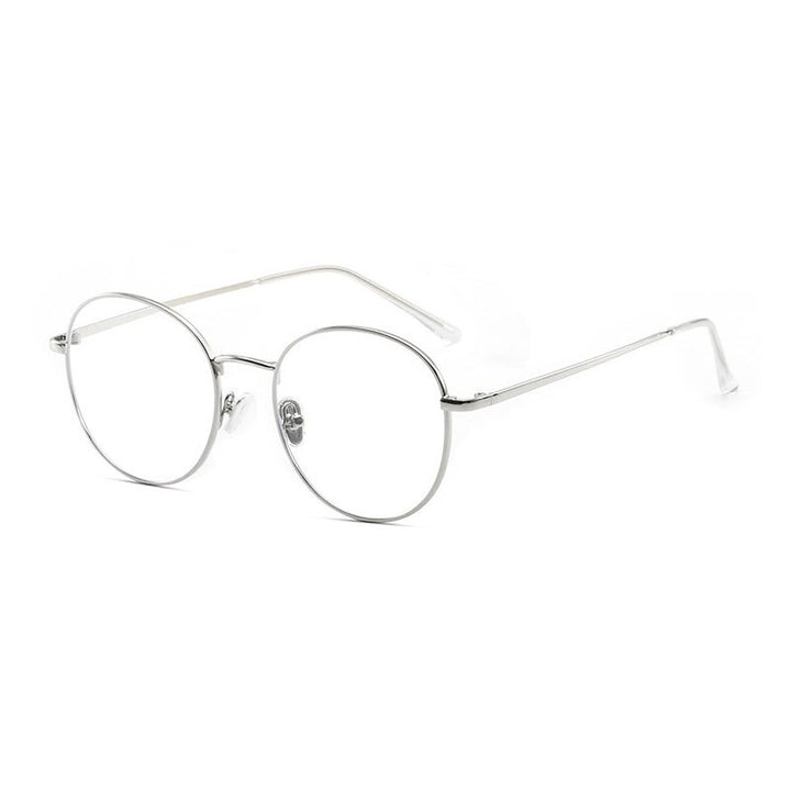 Handoer Unisex Full Rim Round Square Alloy Eyeglasses 9905 Full Rim Handoer Silver  